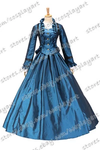 Lady Victorian Gothic Button Brocaded Slim Lolita Vintage Wedding Formal Dress - Picture 1 of 56