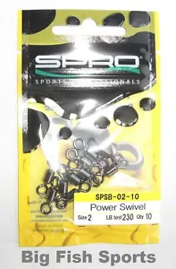 SPRO POWER SWIVELS #SPSB-02-10 NUOVO! QTY 10, TAGLIA 2, TEST 230LB - Foto 1 di 1