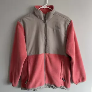 The North Face Zip Front Fleece Jacket Tea Rose Pink/Coral & Gray Girls' Size XL - Picture 1 of 17