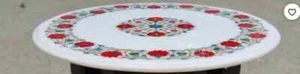12" white marble table top coffee corner inlay malachite handmade pietra dura c2 - Picture 1 of 4