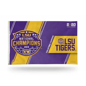 LSU TIGERS 2019 BANDERA DE CAMPEONES NACIONALES BANDERA 3' X 5' FÚTBOL DEL ESTADO DE LOUISIANA - Imagen 1 de 4