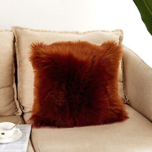 Luxury Soft Faux Fur Throw Pillow Case Fluffy Plush Sofa Cushion Cover or Pillow