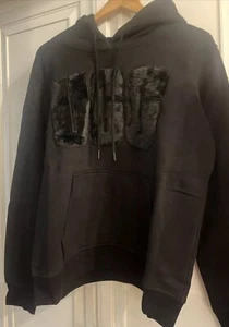 Rey UGG Fluff Logo Hoodie BLACK- New size small Logo - Picture 1 of 4