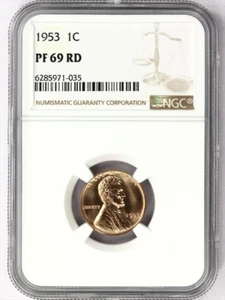 1953 Lincoln Proof Cent: Truly Exceptional NGC Proof 69 Red Ultra Low Pop Coin - Picture 1 of 5