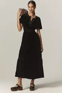 New Anthropologie The Somerset Maxi Dress: Velvet Edition Black L NWT - Picture 1 of 4