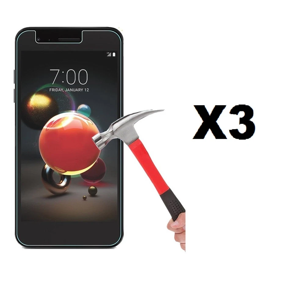 LOT OF 3 CLEAR TEMPERED GLASS PROTECTOR FOR LG ARISTO 2,2+,3,REBEL 4,FORTUNE 2 - Image 1 of 1