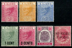 MALAYA SUNGEI UJONG 1891-95 TIGERS SG50/55 & 1889 SG43 HINGED MINT - Picture 1 of 1