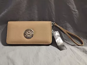 Rebecca & Rifka Zip Around Wallet, Tan w/ Gold Accents - NEW WITH TAG - Picture 1 of 15