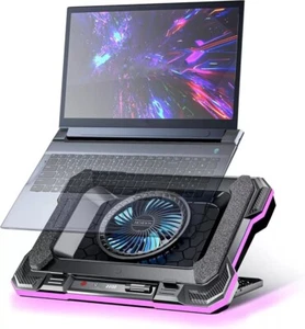 Gaming Laptop Cooling Pad with Powerful Cooler Fans, RGB Lighting and Phone - Photo 1/6
