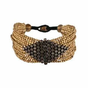 81stgeneration Friendship Bracelets Brass Boho Faceted Bead Woven Bracelet - Imagen 1 de 3