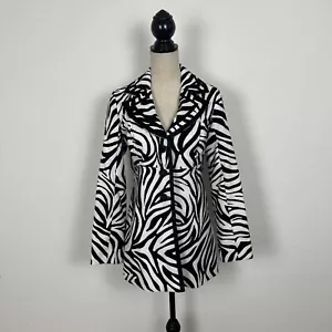 Heart Soul Womens Black & White Zebra Stripes Button Up Coat Animal Print Small - Picture 1 of 13