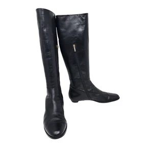 JIMMY CHOO Umber Black Leather Riding Knee High Boots 42 EUR 12 US Run Small - Bild 1 von 14