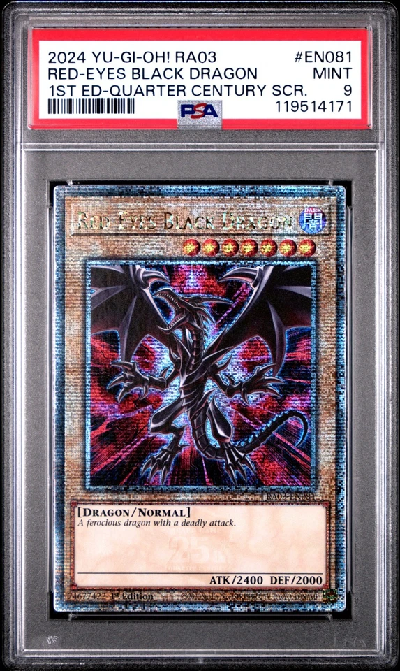 PSA 9 YU-GI-OH! RA03-EN QUARTER CENTURY RED-EYES BLACK - Image 1 of 1