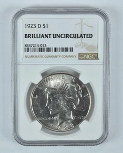 1923-D Peace Silver Dollar BU NGC Brown Label - Picture 1 of 5