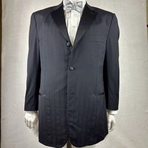 Chaqueta para fumar Isaia Napoli negra/negra a rayas con esmoquin 54 IT 44 R nunca usada - Imagen 1 de 21