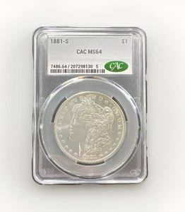1881-S Morgan One Dollar CACG MS64 CAC Certified Mint State 64 Silver $1 Coin - Picture 1 of 15