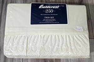 Vintage NEW - Fieldcrest 250tc DUCHESS LACE Cream TWIN Sheet Set - Picture 1 of 5