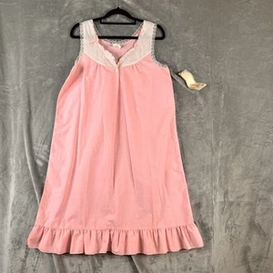 Pink Vintage Floral Embroidered Nightie Size 10 Sleeveless Ruffle Hem - Picture 1 of 15