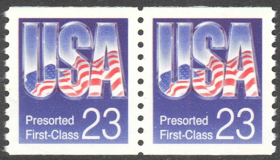 Scott 2608 - 23¢ Presorted First Class Coil Pair from 1992 - Mint, Never Hinged - Image 1 of 1
