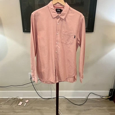 Stussy - Camisa Oxford clásica de algodón/lino LS (#111873) - Rosa Foto 1 de 4