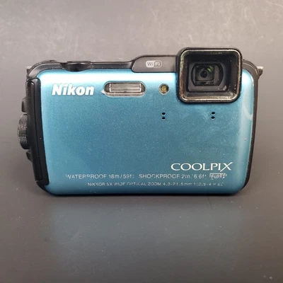Nikon CoolPix AW120 16MP Waterproof Shockproof GPS Wi-Fi Blue Digital Camera  - Image 1 of 4