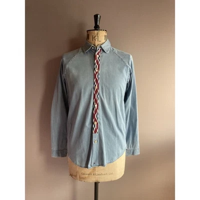 Paul Smith Red Ear Shirt Mens Size S Blue Denim Pearl Snap Western Aztec  - image 1 of 4