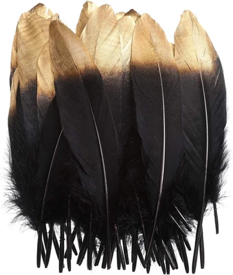 50 PIEZAS Plumas de Ganso Sumergidas en Oro - Colorida Pluma de Ganso Sumergida en Plata 6-8 Pulgadas Foto 1 de 4