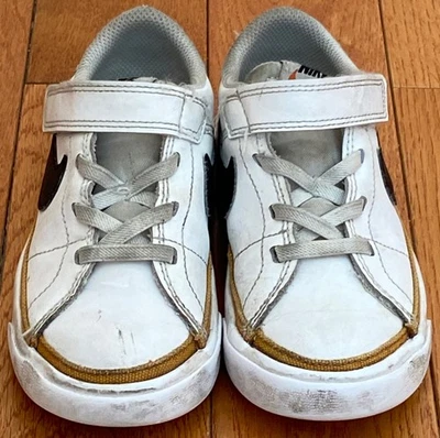 Nike Court Legacy Low Top Sneakers, White w/Black Swoosh, Kids Size 9.5 - Image 1 of 4