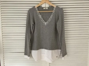 Außergewöhnlicher Pullover Mit Blusenansatz Und Spitze Damen Gotton Candy S Grau - Bild 1 von 9