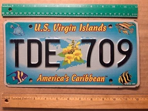 License Plate, U.S. Virgin Islands 2005 Tropical Fish Passenger ,TDE flowers 709 - Picture 1 of 2