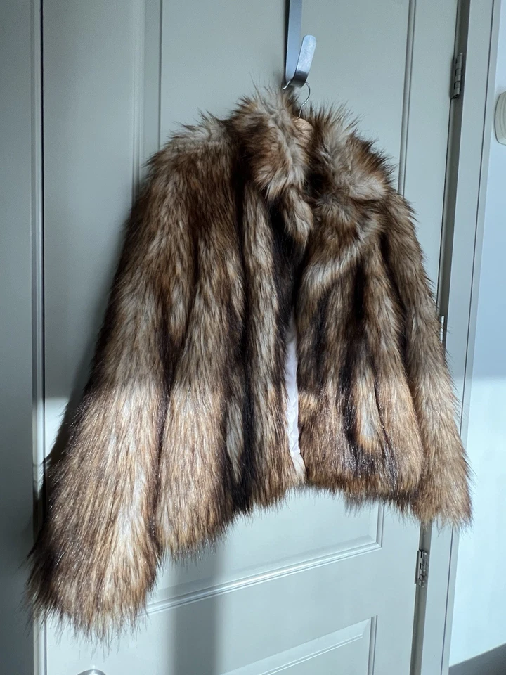 H&M Vintage Imitación Piel de Zorro Med Unisex Bronceado con Puntas Negro Marrón Interior Rubor Claro Foto 1 de 4