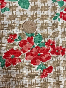Vintage Feed Sack Fabric Pink & Red Flower Pattern 1930s 40s Antique 36” x 38” - Picture 1 of 6
