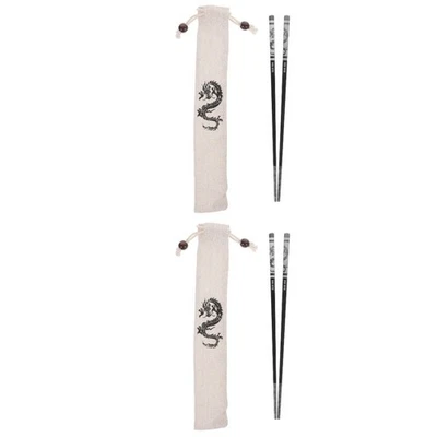  2 Sets Essstäbchen Metall-essstäbchen Wiederverwendbares Besteck Edelstäbchen - Bild 1 von 4