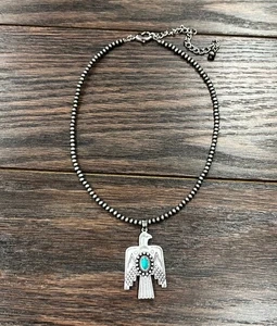 Navajo Donnervogel Türkis Perlen Halskette, Indianer Halskette, Versand in - Bild 1 von 9
