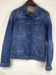 True Religion Jean Jacket Women’s M Western Trucker Fade Zipper Design Pockets - Picture 1 of 13