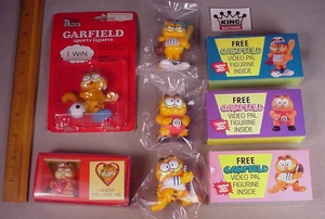 De colección Garfield Cat 5 figuras de PVC juguetes sin usar, en caja en paquete Jim Davis dibujos animados 1978 Dakin - Imagen 1 de 5