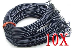 Wholesale 10X Real 3mm Cord Black Leather Necklace with Lobster Clasp 18-20" - Picture 1 of 18