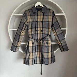 Women's BARBOUR CEDAR Reversible Nylon Tartan Waterproof Trench UK 14 / US 10 - Picture 1 of 24