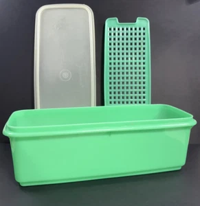 Vintage grüne Tupperware Easy Crisp Sellerie/Gemüse Crisper Behälter 3-teilig #782 - Bild 1 von 12
