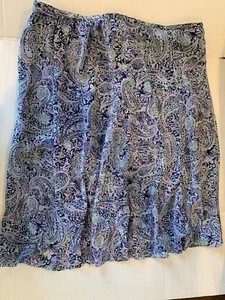 Jaclyn Smith Skirt Knee Length Womens 20W Purple Blue Paisley Print Lightweight - Picture 1 of 5