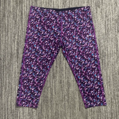 Nike женский размер 1 X Dri Fit фиолетовый черный цифровой печать укороченный Athletic Capris - Изображение 1 из 4
