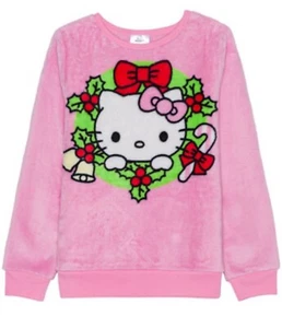 Hello Kitty Big Girls Tween Wreath Long Sleeve Plush Pullover Sweater - Picture 1 of 7