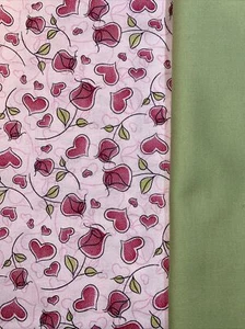 QUARTIERI GRASSI X 1 CUORI ROSA ROSA 1 FASCIO COTONE VERDE TINTA UNITA 18x22 X 2 RIDOTTO - Foto 1 di 12