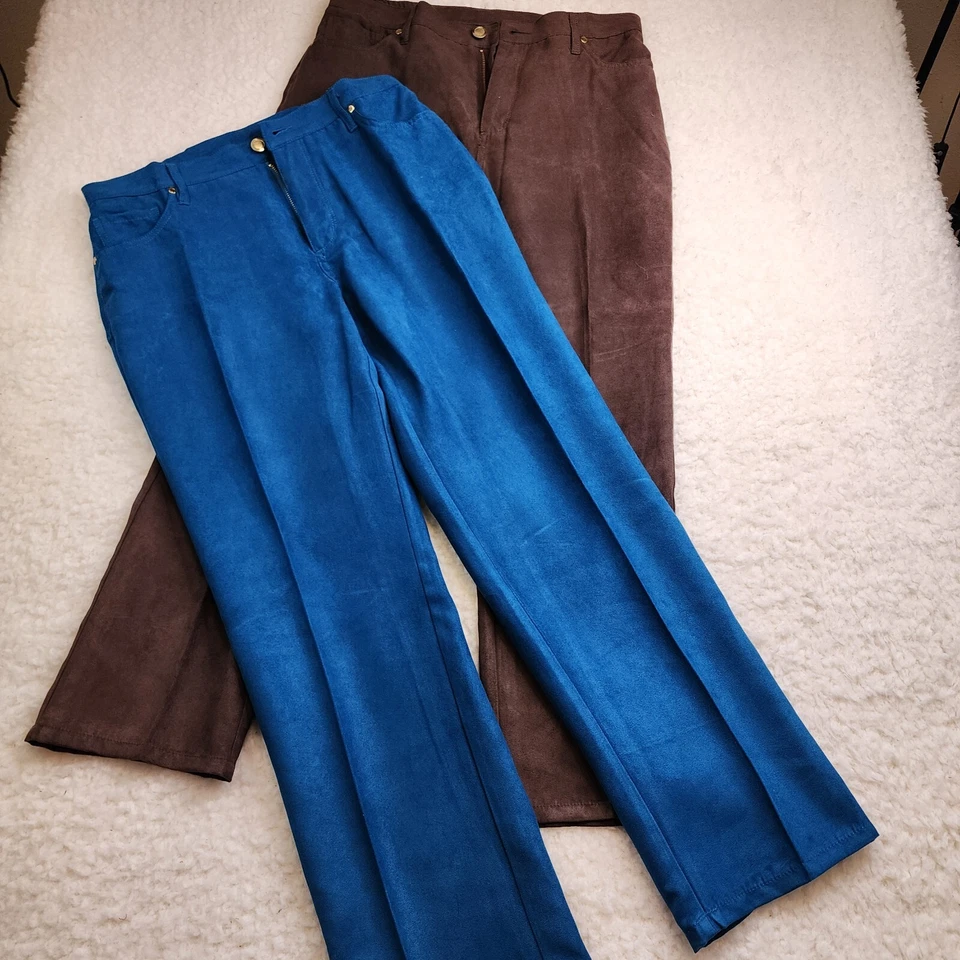 LOTE de 2 piezas Drapers Damons Pantalones 6 Petite Imitación Gamuza Suave Azul Marrón Pantalones holgados Foto 1 de 4