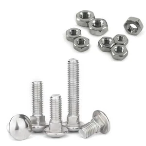Perno de carro cuadrado M6 M8 M10 taza con tuercas hexagonales completas acero inoxidable A2 - Imagen 1 de 3
