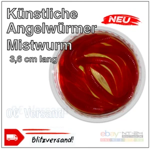 Angelwurm Künstliche Mistwürmer Rotwurm Kunstköder Angel Fischen 10x, 25x, 50x. - Bild 1 von 4