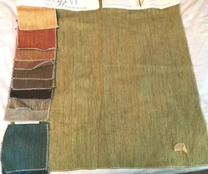Vintage VALDESE WEAVERS Hopper Leaf 25 1/2" Green Herringbone Woven Fabric - Picture 1 of 5