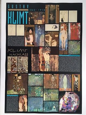 GUSTAV KLIMT, IMÁGENES SURTIDAS, AUTÉNTICO PÓSTER IMPRESIÓN ARTÍSTICA 1992 Foto 1 de 4