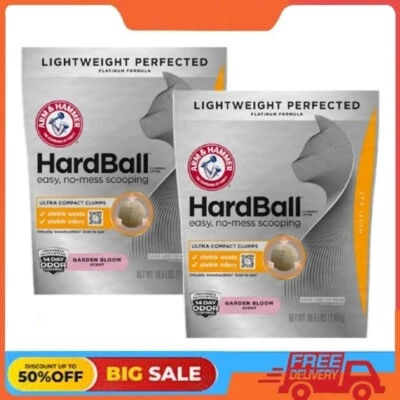 2 Pack ARM & HAMMER Hardball Clumping Cat Litter, Lightweight Platinum