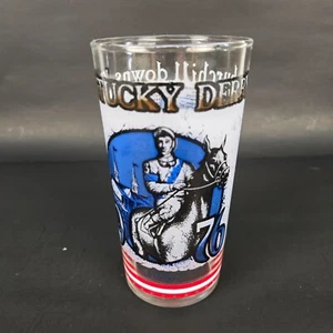 Official Kentucky Derby 1976 Churchill Downs Souvenir Glass With Horse & Jockey - Picture 1 of 7